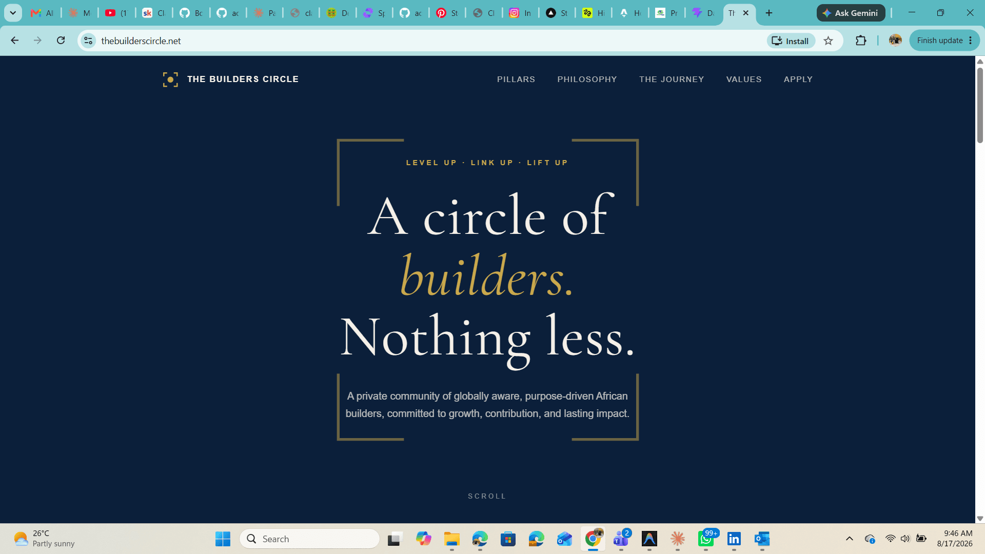 The Builders Circle website, viewed in a browser
