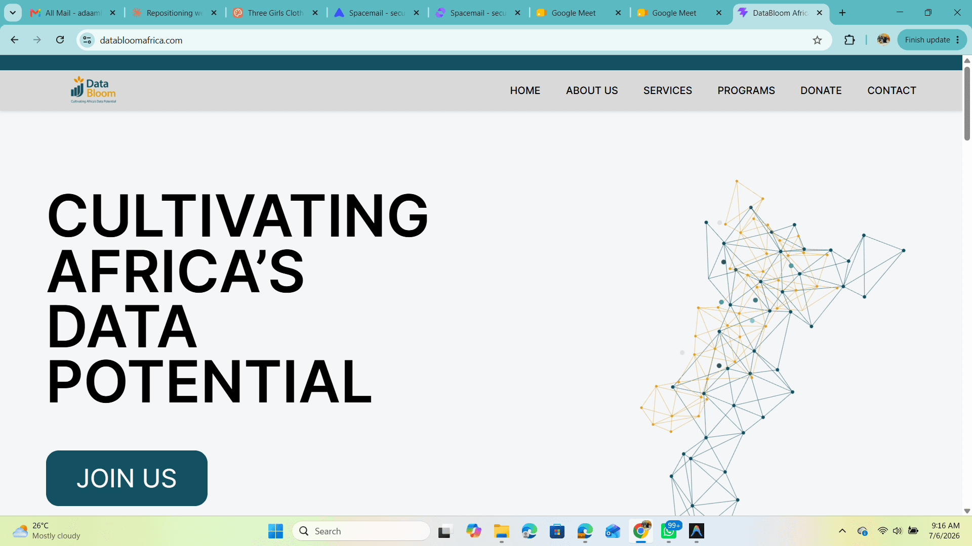 DataBloom Africa website, viewed in a browser